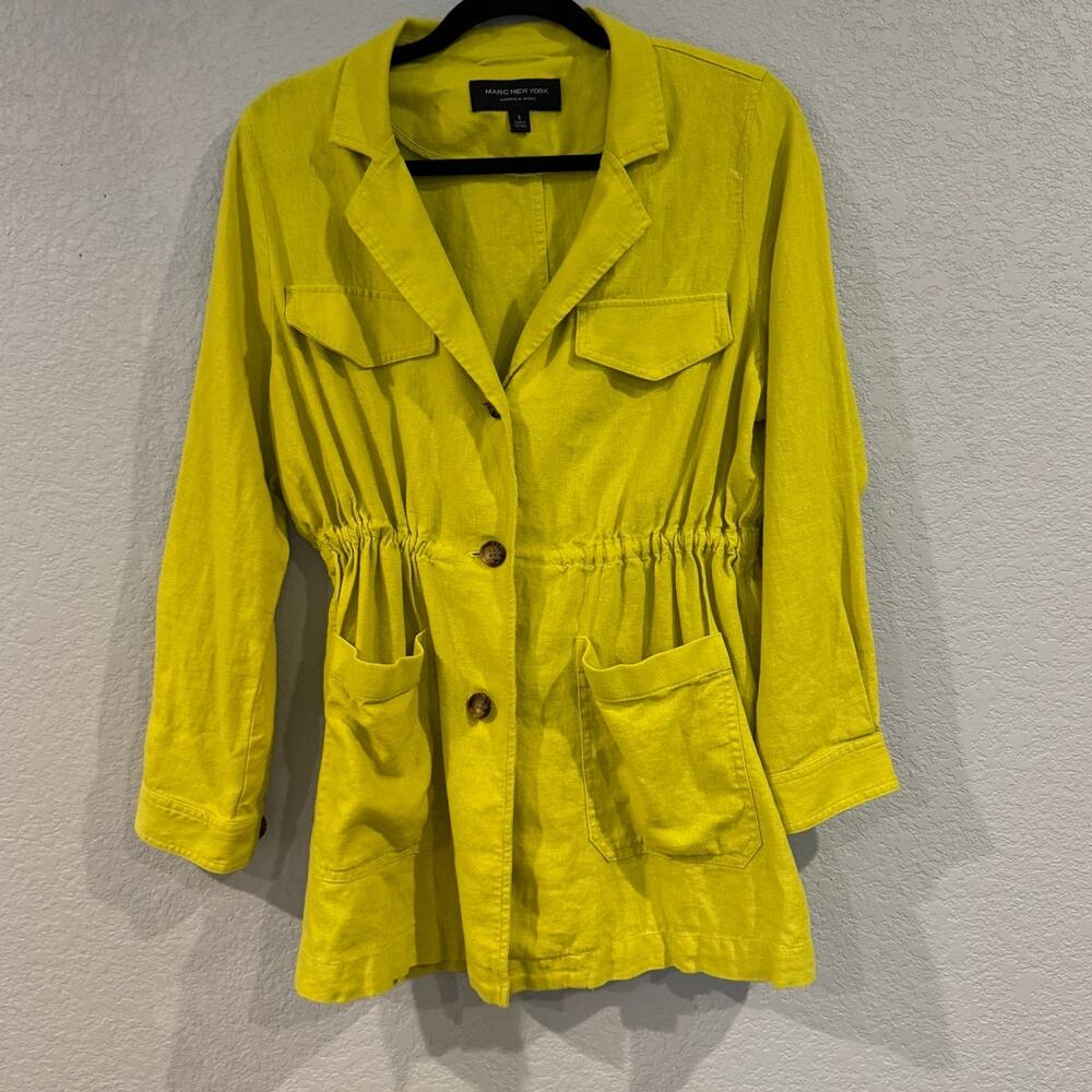 marc new york‎ chartreuse linen blazer S, classic, resort wear.